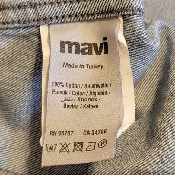 Mavi Jeans Co. Crop Ruffle Shoulder Medium Wash Denim Jacket Size XS - Picture 7 of 8